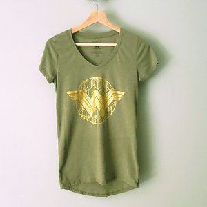 Licensed Wonder Woman V-neck Tshirt Gold Foil